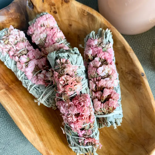Celebration Pink Statice & White Sage Smudge Stick