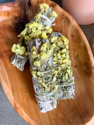 Yellow Statice and White Sage Smudge Wand