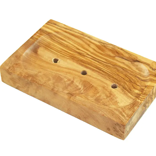 Olive Wood Rectangle Soap Dish “Small” with Pads