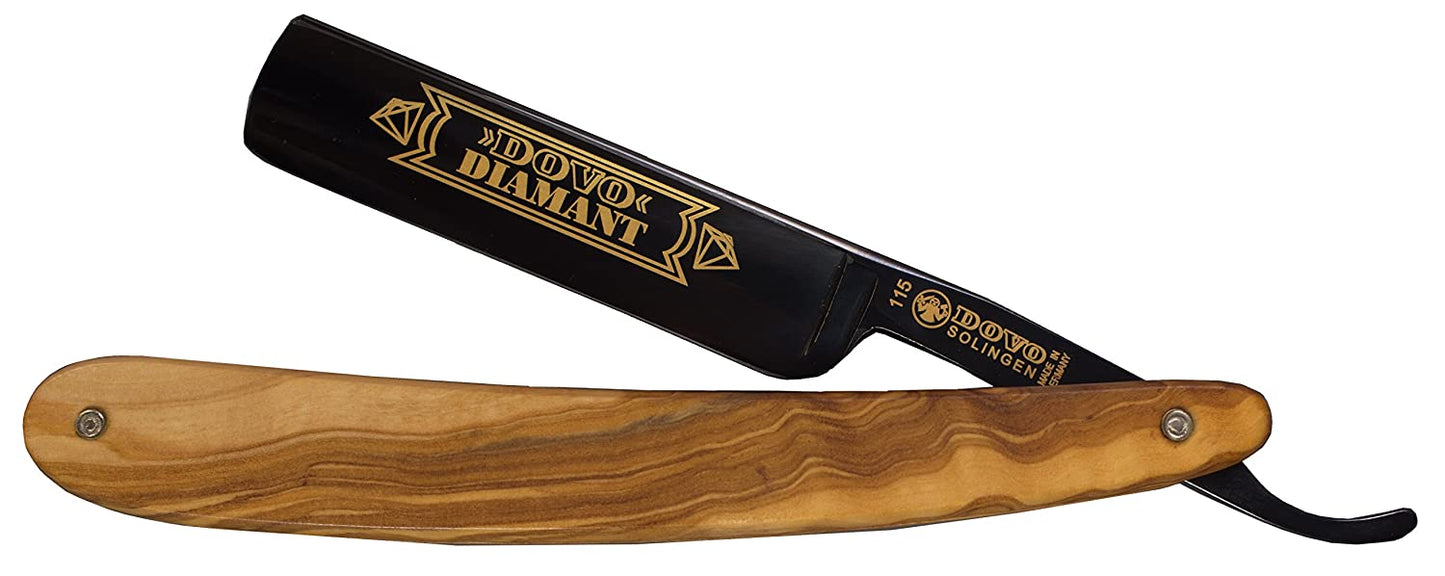 Dovo "Diamant" Straight Razor, Olivewood Handle - Carbon Steel / Full Hollow